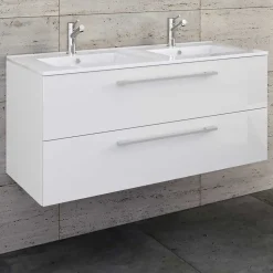 Weißer Doppel-Waschtisch für die Wandmontage - Matsu^Wohnen New