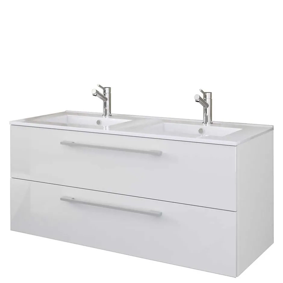 Weißer Doppel-Waschtisch für die Wandmontage - Matsu^Wohnen New