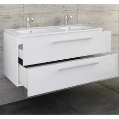 Weißer Doppel-Waschtisch für die Wandmontage - Matsu^Wohnen New