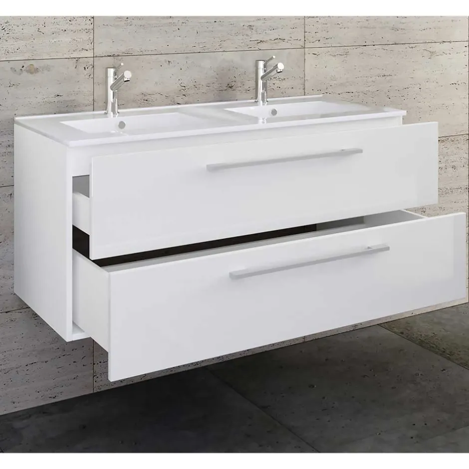 Weißer Doppel-Waschtisch für die Wandmontage - Matsu^Wohnen New