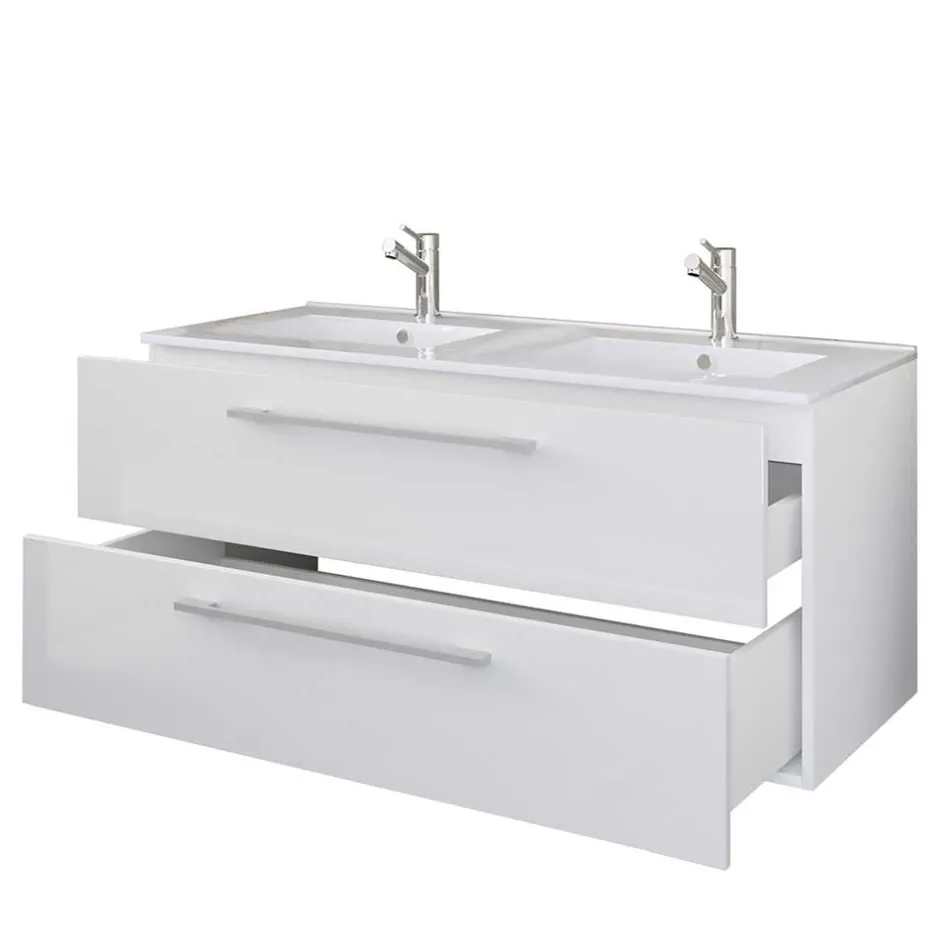 Weißer Doppel-Waschtisch für die Wandmontage - Matsu^Wohnen New