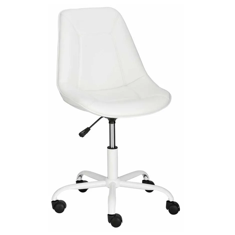 Wohnen Weißer Drehstuhl mit Kunstleder Schalensitz - Chiloena