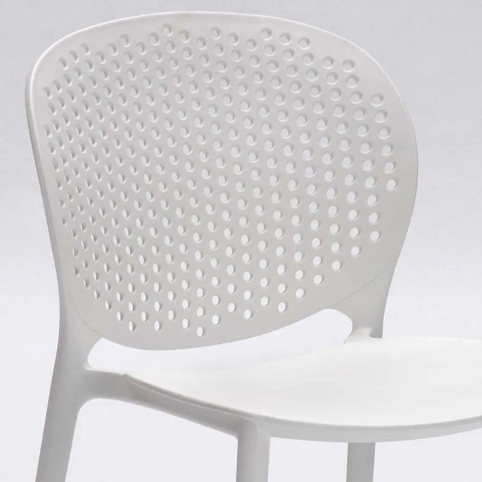 Weißer Gartenstuhl aus Kunststoff Fanovic stapelbar (4er Set)^Wohnen New
