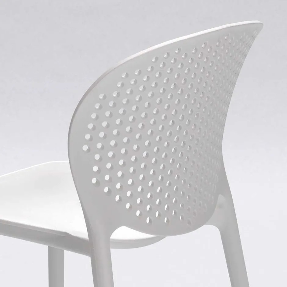 Weißer Gartenstuhl aus Kunststoff Fanovic stapelbar (4er Set)^Wohnen New