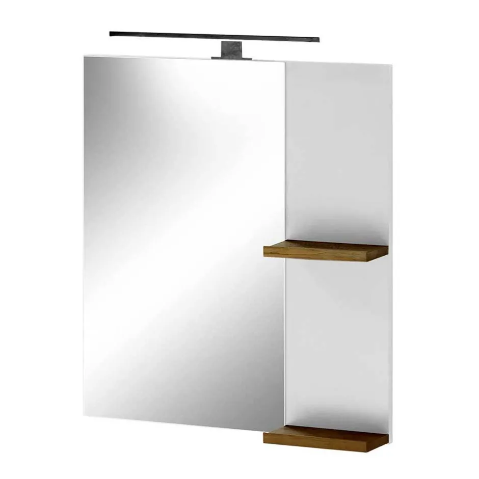 Weißer Hochglanz Badspiegel mit 2 Ablagen - Vauflos^Wohnen New