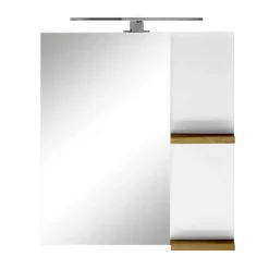 Weißer Hochglanz Badspiegel mit 2 Ablagen - Vauflos^Wohnen New