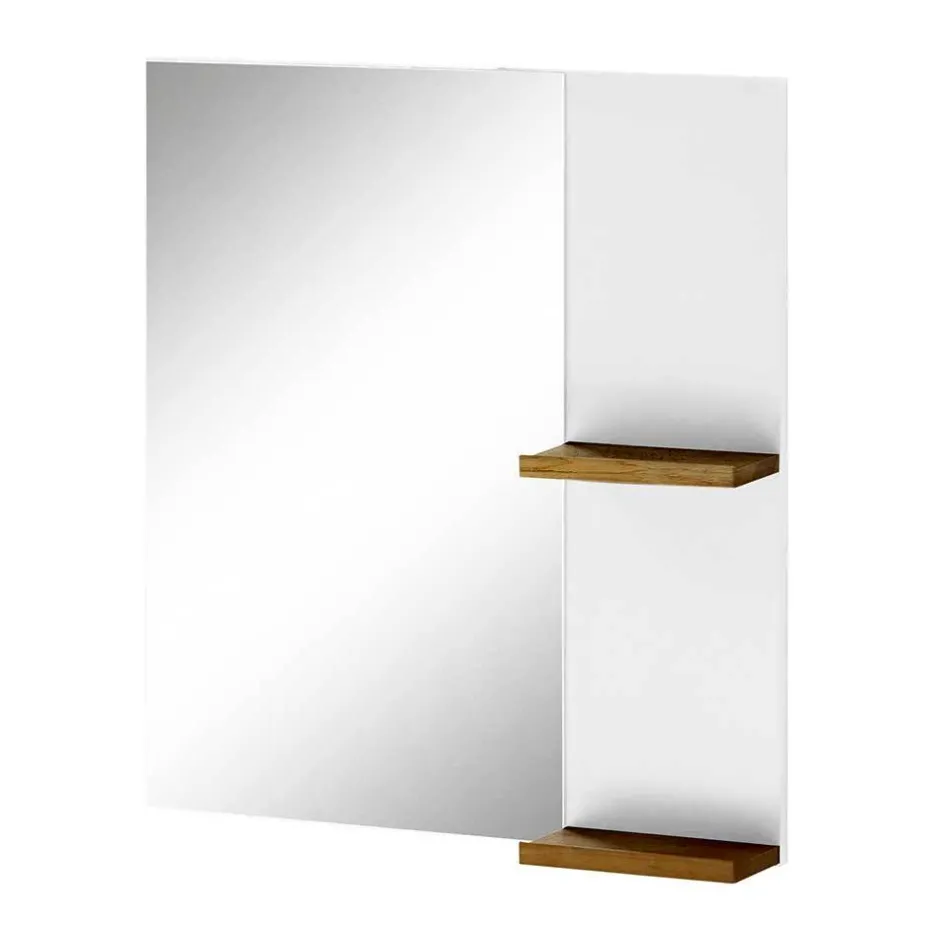 Weißer Hochglanz Badspiegel mit 2 Ablagen - Vauflos^Wohnen New