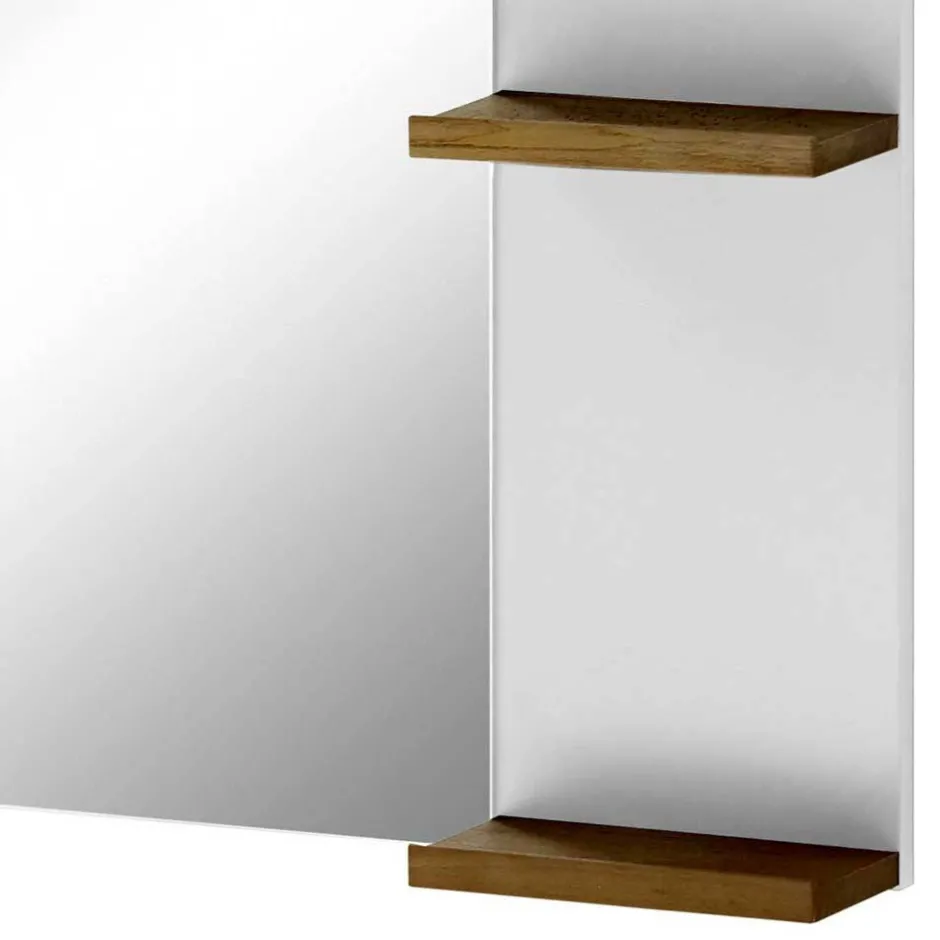 Weißer Hochglanz Badspiegel mit 2 Ablagen - Vauflos^Wohnen New