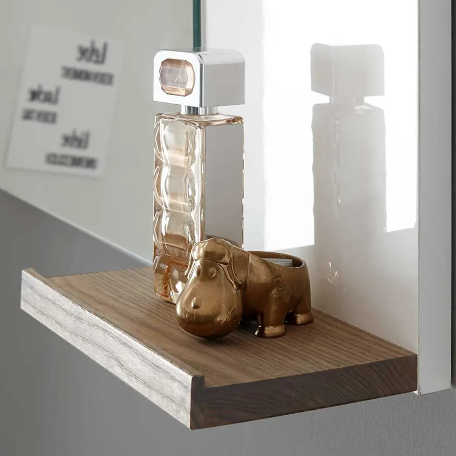 Weißer Hochglanz Badspiegel mit 2 Ablagen - Vauflos^Wohnen New