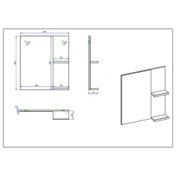 Weißer Hochglanz Badspiegel mit 2 Ablagen - Vauflos^Wohnen New