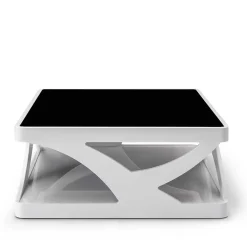 Wohnen Weißer Hochglanz Couchtisch mit Schwarzglas - Yunike