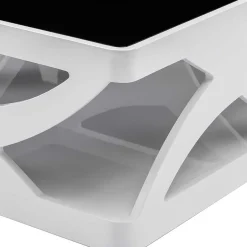 Wohnen Weißer Hochglanz Couchtisch mit Schwarzglas - Yunike