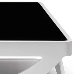 Wohnen Weißer Hochglanz Couchtisch mit Schwarzglas - Yunike