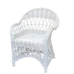 Weißer Korbsessel aus Rattan Geflecht - Kuraico^Wohnen Clearance
