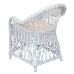 Weißer Korbsessel aus Rattan Geflecht - Kuraico^Wohnen Clearance