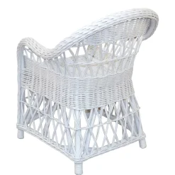 Weißer Korbsessel aus Rattan Geflecht - Kuraico^Wohnen Clearance