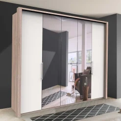 Wohnen Weißer Schlafzimmer-Schrank mit Spiegeln - Vaclyn