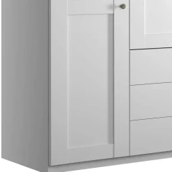 Wohnen Weißer Schlafzimmerschrank 4-türig & 3 Schubladen - Flinn I