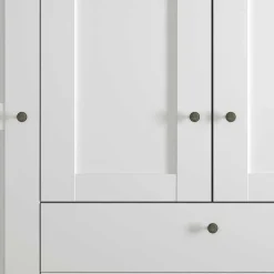 Wohnen Weißer Schlafzimmerschrank 4-türig & 3 Schubladen - Flinn I