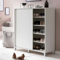 Weißer Schuhschrank mit praktischen Schiebetüren - Hank^Wohnen Online