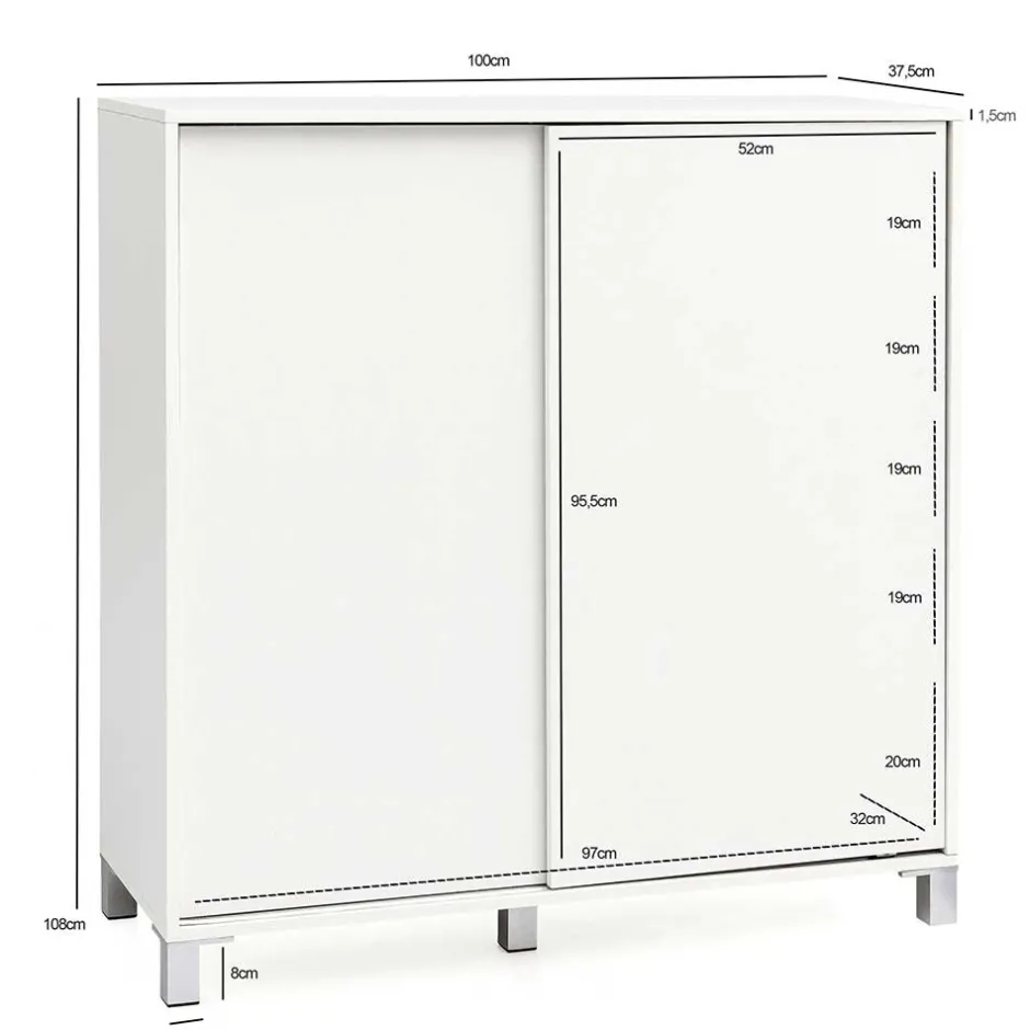 Weißer Schuhschrank mit praktischen Schiebetüren - Hank^Wohnen Online
