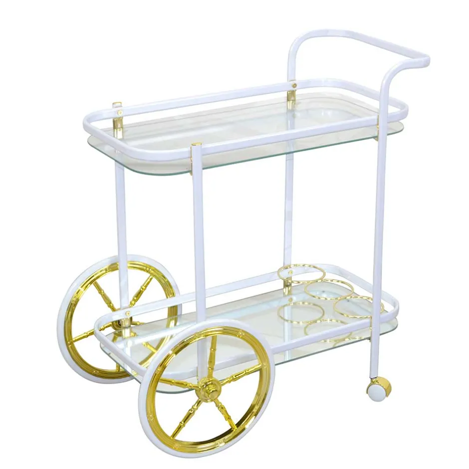 Weißer Servierwagen mit Spiegelglas - Charon^Wohnen Sale