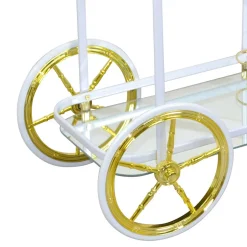 Weißer Servierwagen mit Spiegelglas - Charon^Wohnen Sale