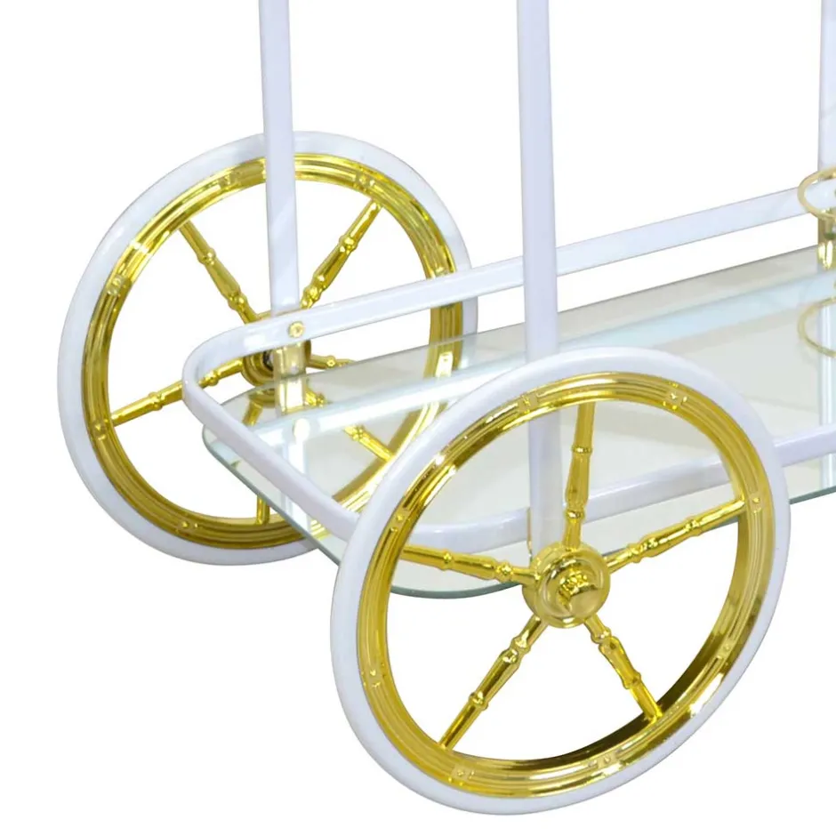 Weißer Servierwagen mit Spiegelglas - Charon^Wohnen Sale