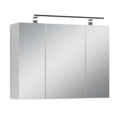 Wohnen Weißer Spiegelschrank mit LED Licht - 3-türig - Rumanian