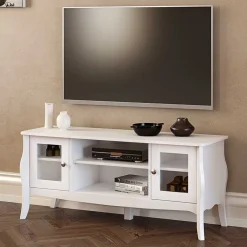 Wohnen Weißer TV Unterschrank mit zwei Glastüren - Dosalino