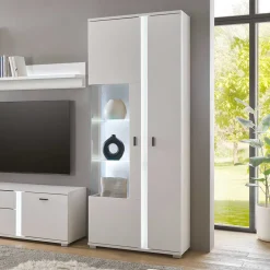 Weißer Vitrinenschrank mit LED Beleuchtung - Tirol^Wohnen Best