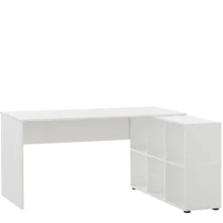 Weißer Winkel Schreibtisch mit Regal - Empire^Wohnen New