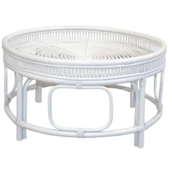 Weißer Wohnzimmertisch aus Rattan - Lovran^Wohnen Discount