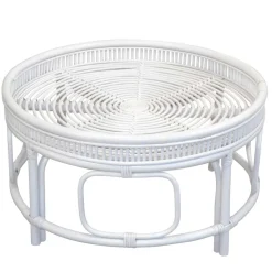 Weißer Wohnzimmertisch aus Rattan - Lovran^Wohnen Discount
