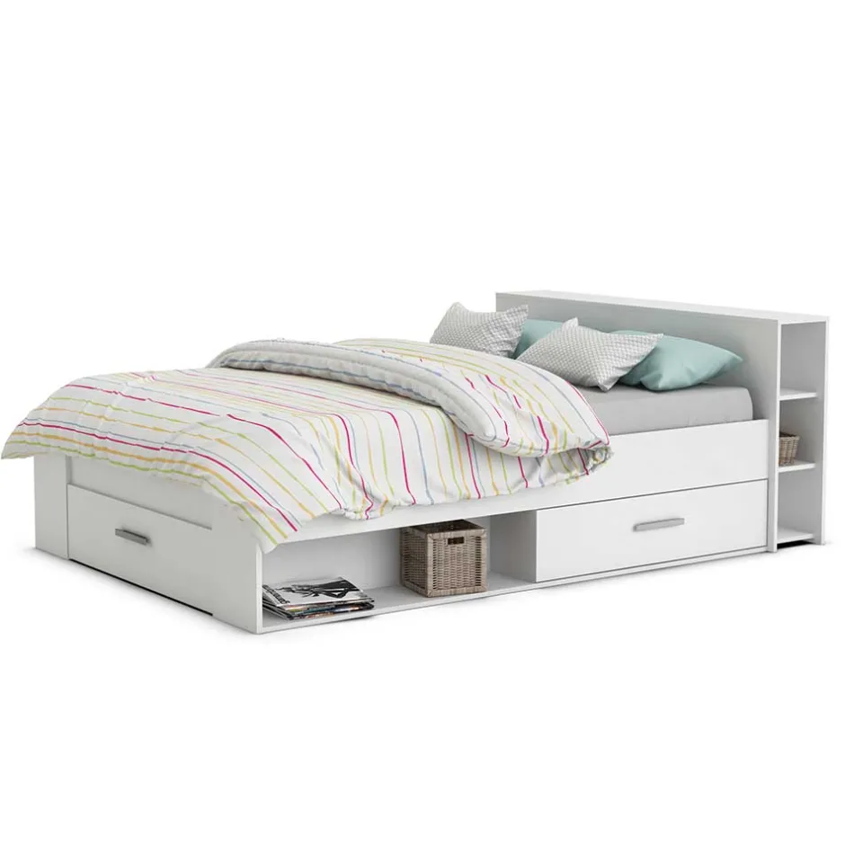 Weißes Bett 160x200 cm mit Stauraum - Monja^Wohnen Clearance