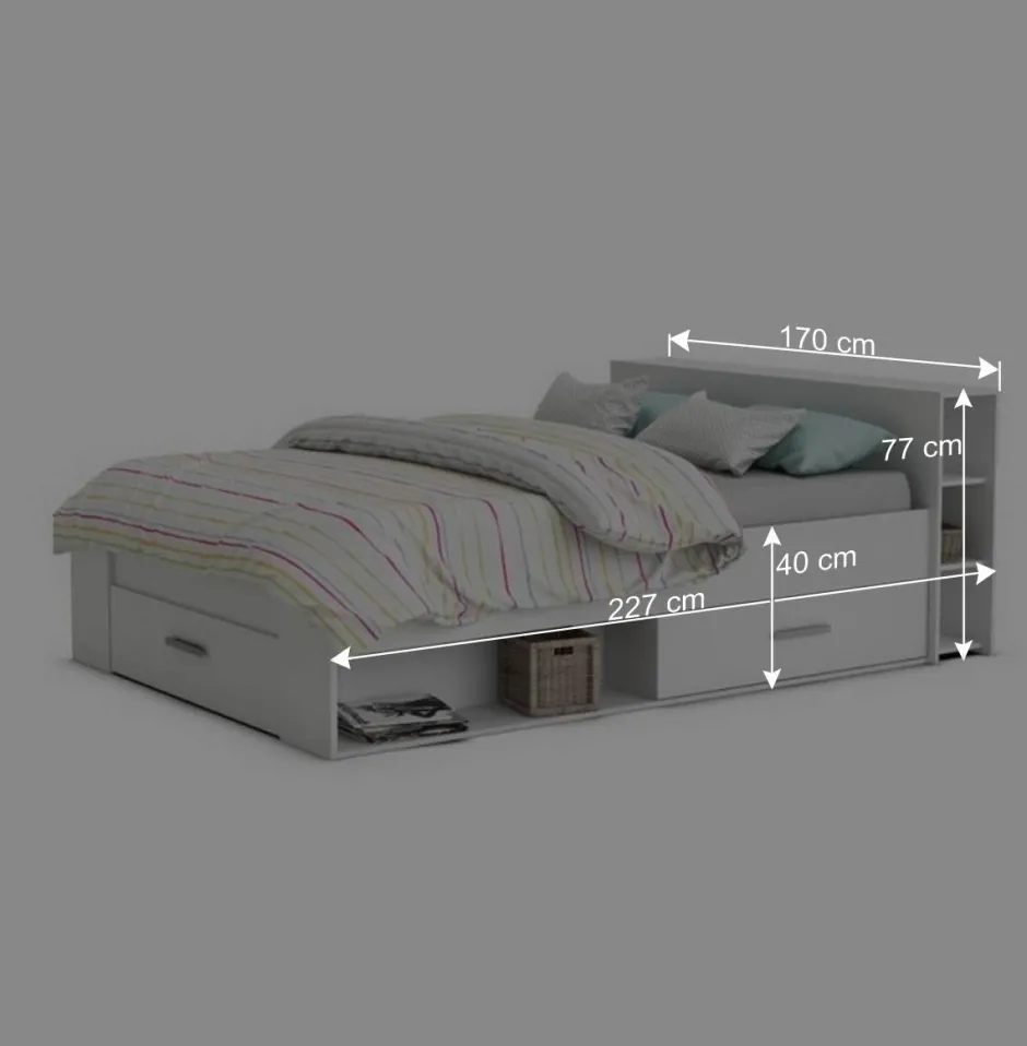 Weißes Bett 160x200 cm mit Stauraum - Monja^Wohnen Clearance