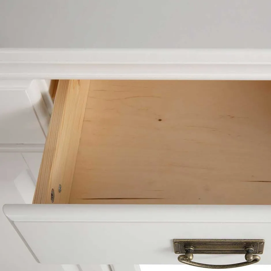 Wohnen Weißes Buffet Schrank aus Kiefer massiv - Akbelev