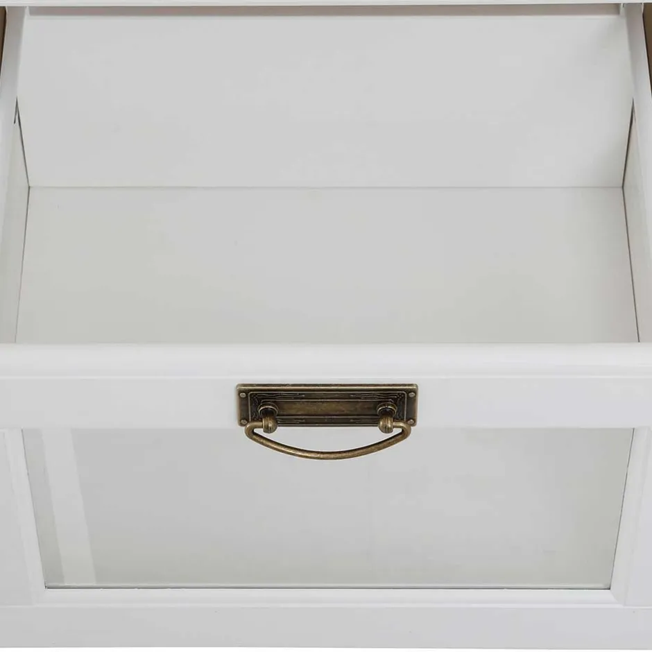 Wohnen Weißes Buffet Schrank aus Kiefer massiv - Akbelev