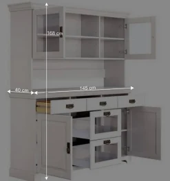 Wohnen Weißes Buffet Schrank aus Kiefer massiv - Akbelev