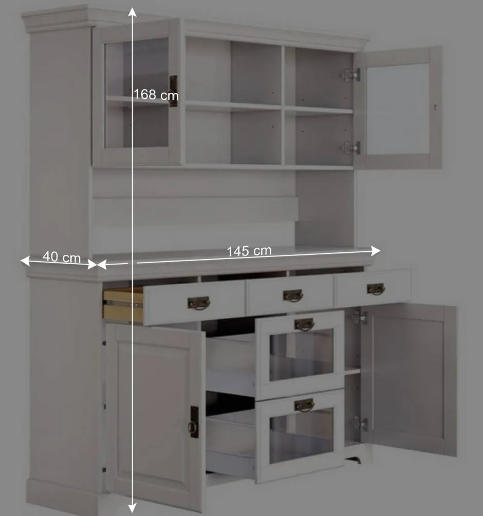 Wohnen Weißes Buffet Schrank aus Kiefer massiv - Akbelev