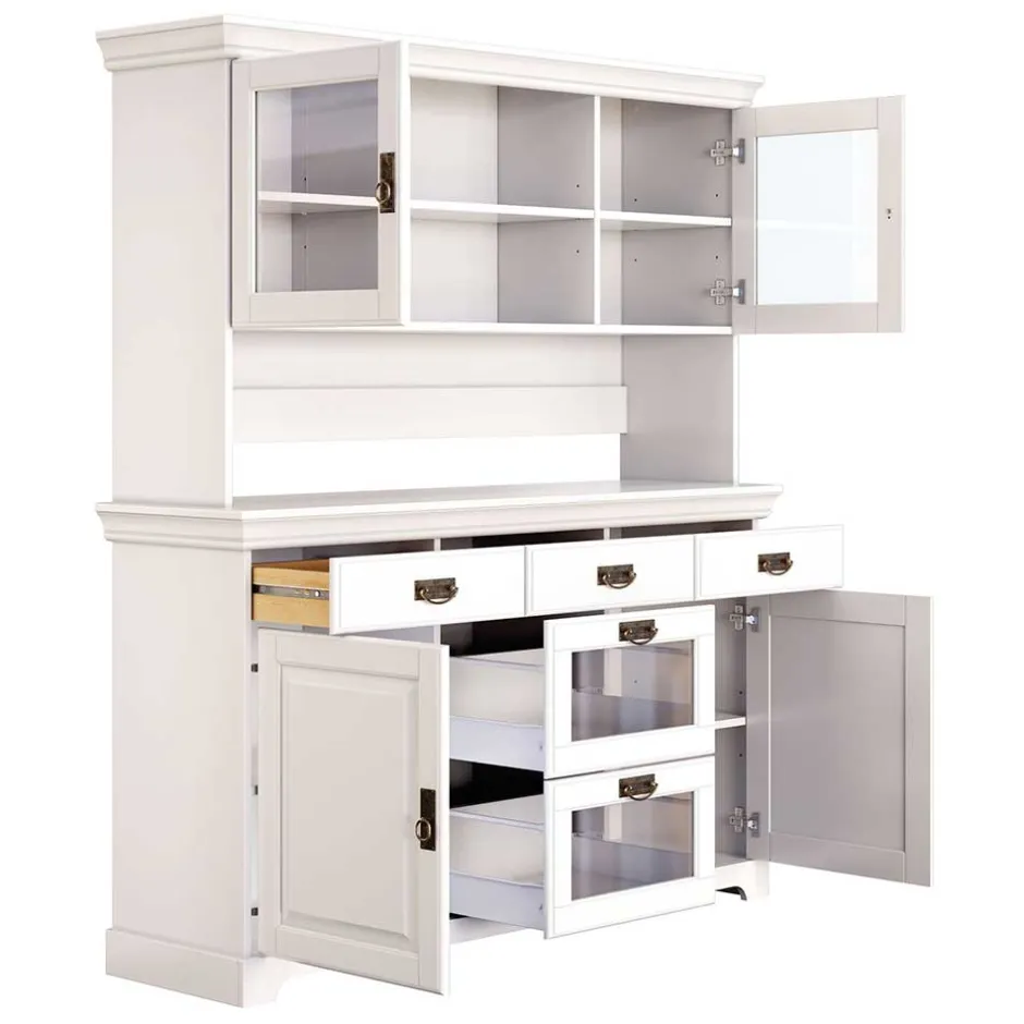 Wohnen Weißes Buffet Schrank aus Kiefer massiv - Akbelev