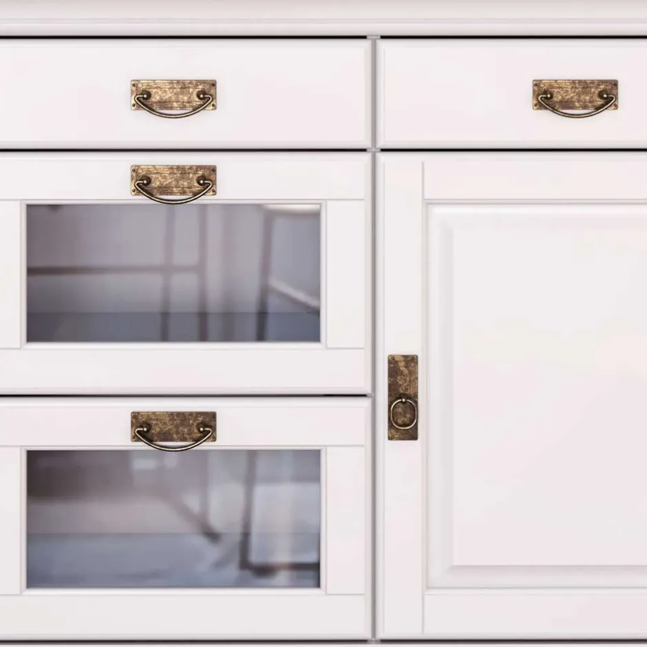 Wohnen Weißes Buffet Schrank aus Kiefer massiv - Akbelev