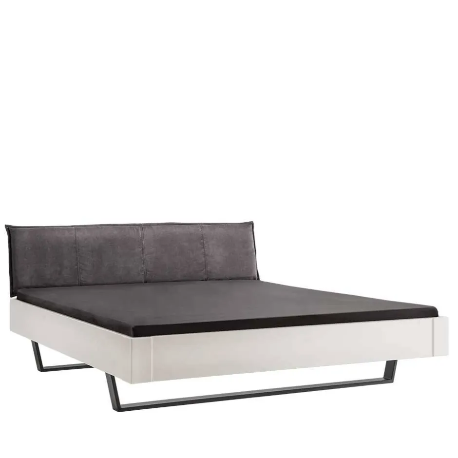 Weißes Designbett mit Stoff-Kopfteil - Fanos^Wohnen Clearance