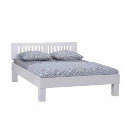 Weißes Doppelbett Calicantas aus Buche Massivholz^Wohnen Discount