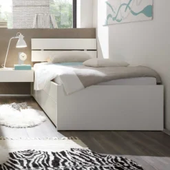 Wohnen Weißes Einzelbett Haniata aus MDF