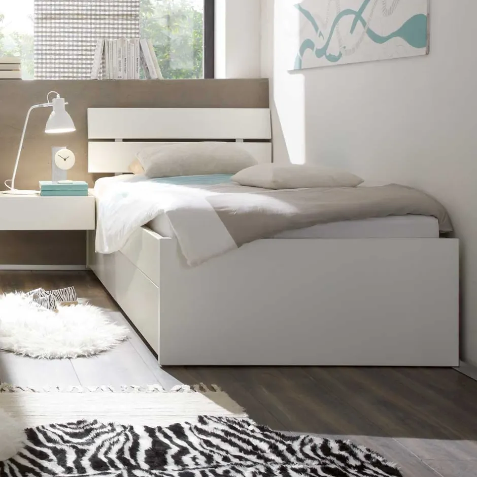 Wohnen Weißes Einzelbett Haniata aus MDF