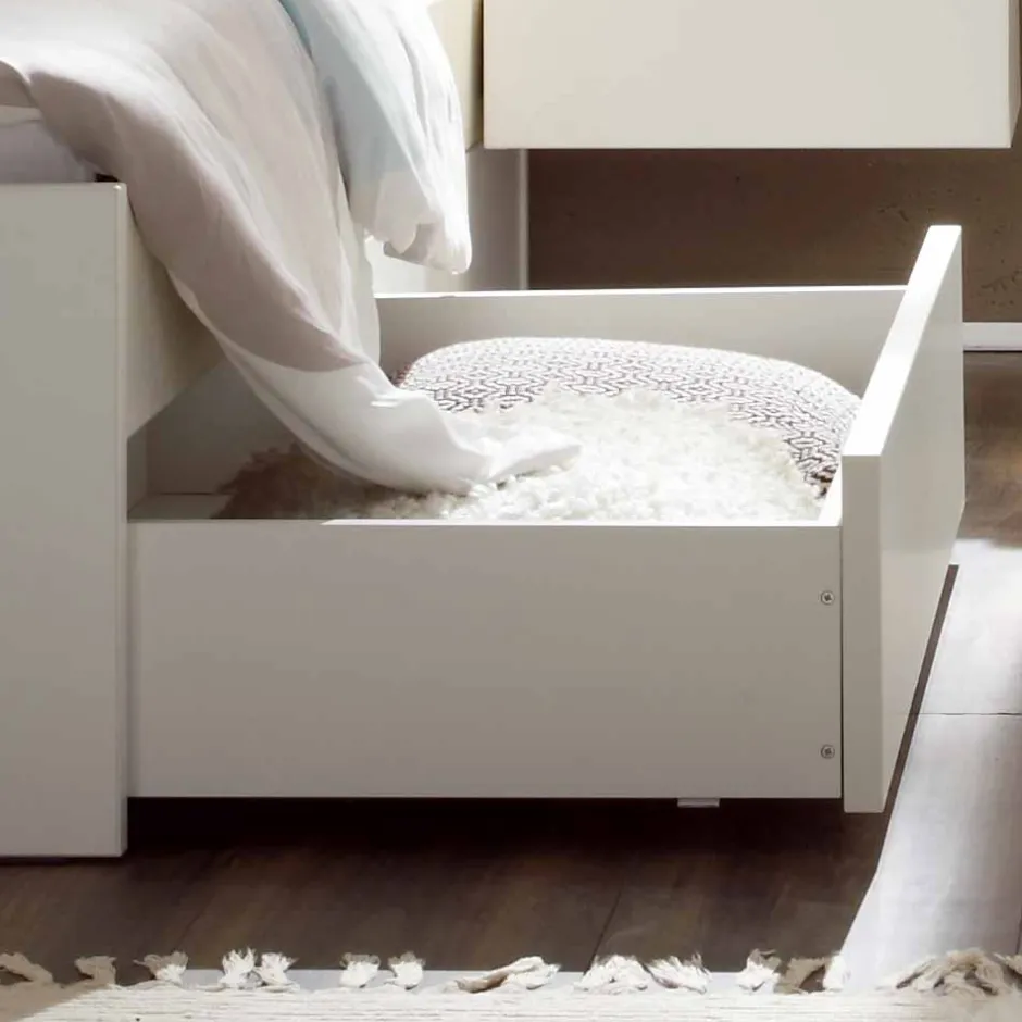 Wohnen Weißes Einzelbett Haniata aus MDF