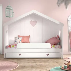 Kinder Wohnen Weißes Hausbett dreiseitig geschlossen - Grandory