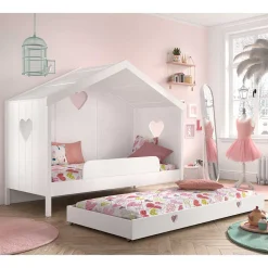 Kinder Wohnen Weißes Hausbett dreiseitig geschlossen - Grandory