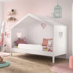 Kinder Wohnen Weißes Hausbett dreiseitig geschlossen - Grandory